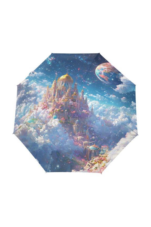 One-Touch Auto Open Close Rain Umbrella With Creative Dream above The Clouds Pattern