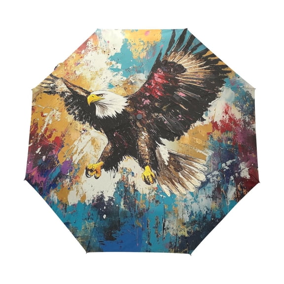 BZSMCE One-Touch Auto Open Close Rain Umbrella With Creative Eagles in Motio Pattern