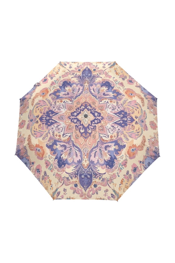 One-Touch Auto Open Close Rain Umbrella With Creative Elegant Floral Harmony Pattern