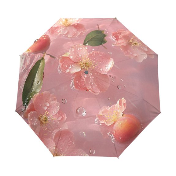 BZSMCE One-Touch Auto Open Close Rain Umbrella With Creative Floral Water Dance Pattern
