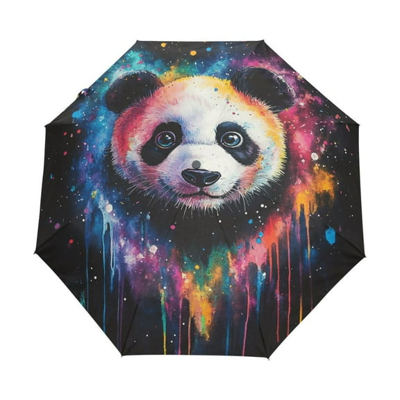 BZSMCE One-Touch Auto Open Close Rain Umbrella With Creative Galactic Panda Serenade Pattern