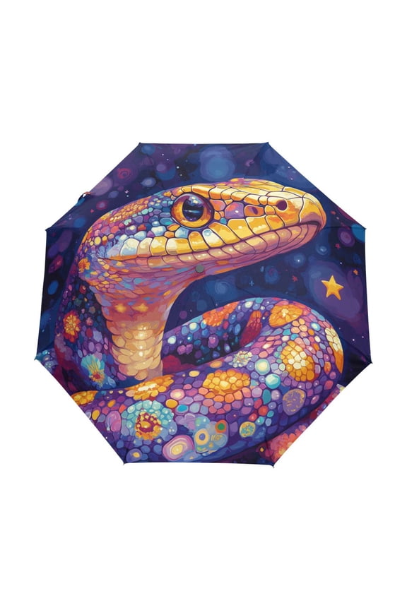 One-Touch Auto Open Close Rain Umbrella With Creative Galactic Serpent Pattern
