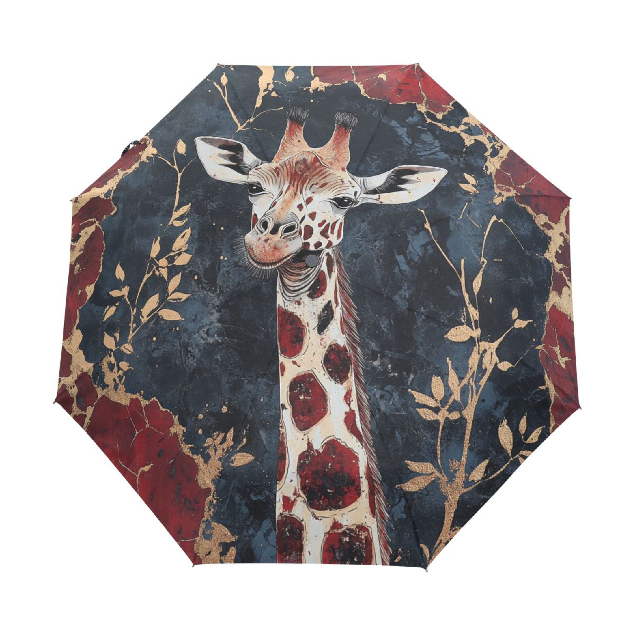 BZSMCE One-Touch Auto Open Close Rain Umbrella With Creative Giraffe's Gaze Pattern