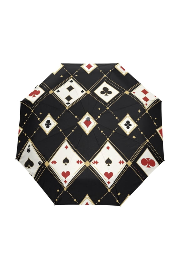 One-Touch Auto Open Close Rain Umbrella With Creative Gothic Card Elegance Pattern