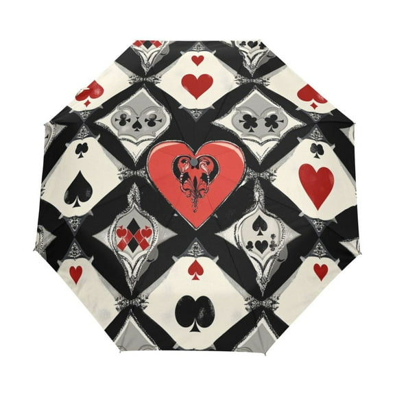 BZSMCE One-Touch Auto Open Close Rain Umbrella With Creative Heart Of The Game Pattern