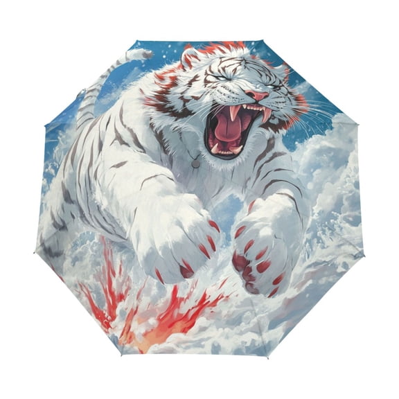 BZSMCE One-Touch Auto Open Close Rain Umbrella With Creative Snowy Roar Pattern