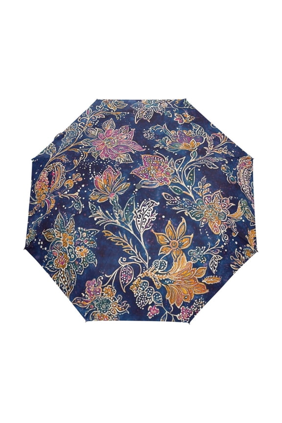 One-Touch Auto Open Close Rain Umbrella With Creative Whimsical Floral Dance Pattern