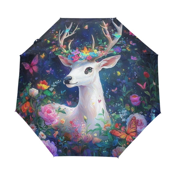 BZSMCE One-Touch Auto Open Close Rain Umbrella With Creative Whimsical Garden Guardian Pattern