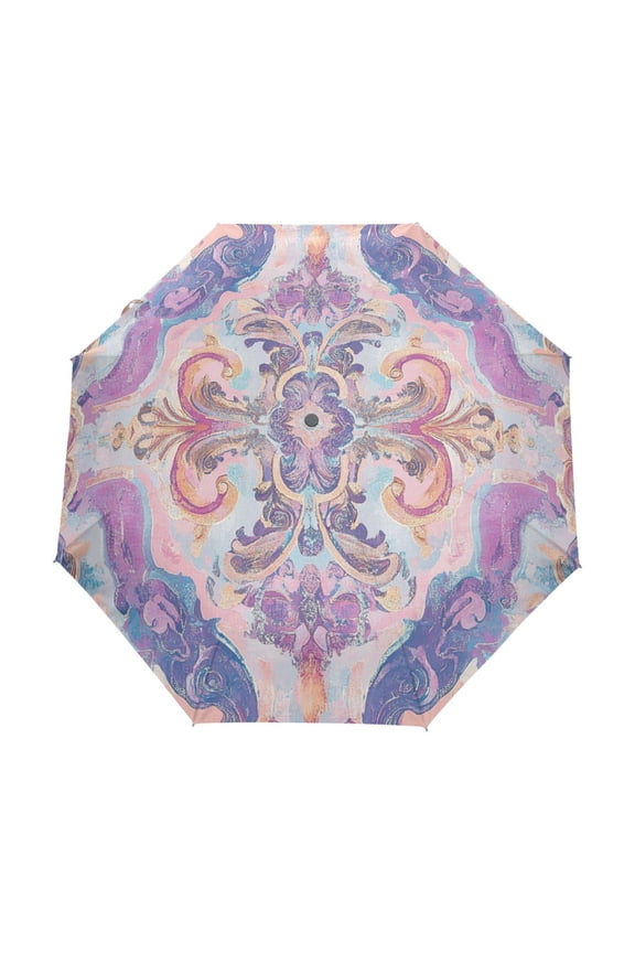 One-Touch Auto Open Close Rain Umbrella With Creative Whimsical Harmony Pattern