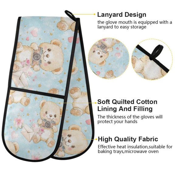 BZSMCE Oven Mitts Bear Moments Creative Pattern Resistant Kitchen Gloves