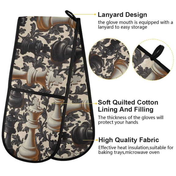 BZSMCE Oven Mitts Black and White Checkers Pattern Creative Pattern Resistant Kitchen Gloves