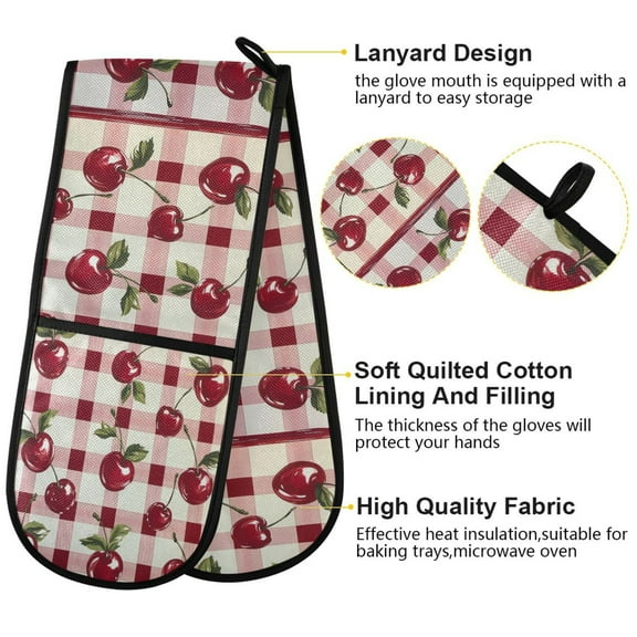 BZSMCE Oven Mitts Cherry Delight Creative Pattern Resistant Kitchen Gloves
