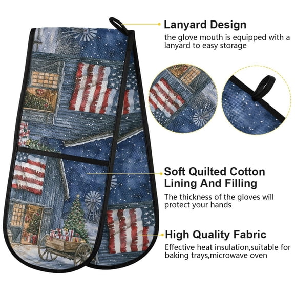 BZSMCE Oven Mitts Christmas in Barn Creative Pattern Resistant Kitchen Gloves