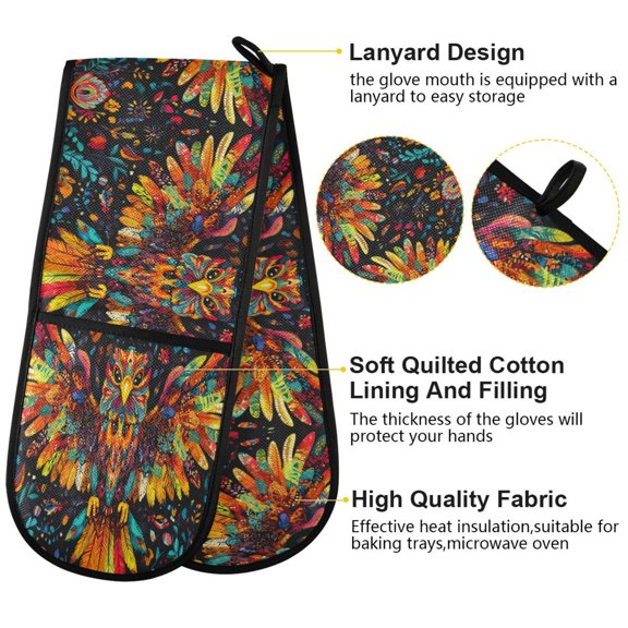 BZSMCE Oven Mitts Colorful Bird Creative Pattern Resistant Kitchen Gloves