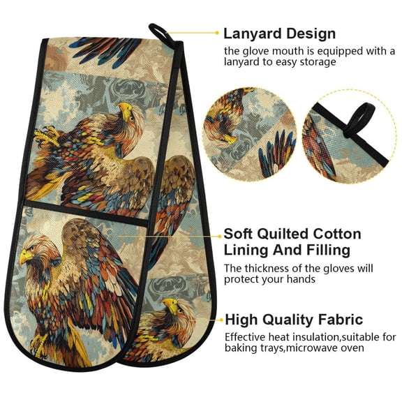 BZSMCE Oven Mitts Colorful Bird Print Creative Pattern Resistant Kitchen Gloves
