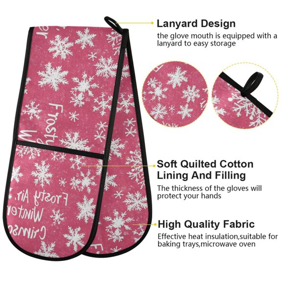 BZSMCE Oven Mitts Crimson Snowflake Dreams Creative Pattern Resistant Kitchen Gloves