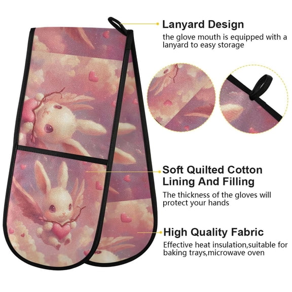 BZSMCE Oven Mitts Cupids Bunny Creative Pattern Resistant Kitchen Gloves
