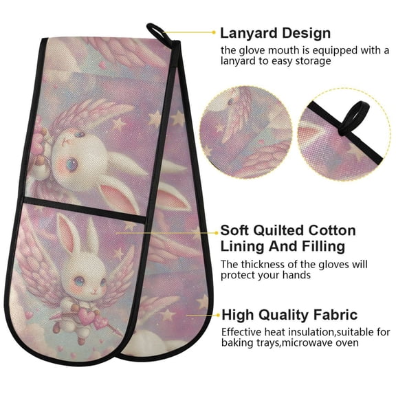 BZSMCE Oven Mitts Cupids Bunny Creative Pattern Resistant Kitchen Gloves