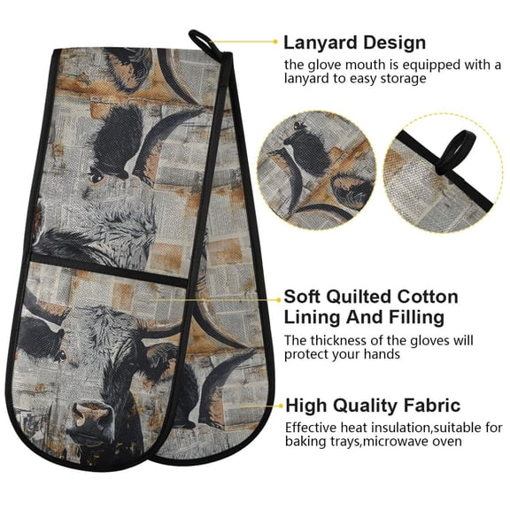 BZSMCE Oven Mitts Design Cowhide Pattern Creative Pattern Resistant Kitchen Gloves