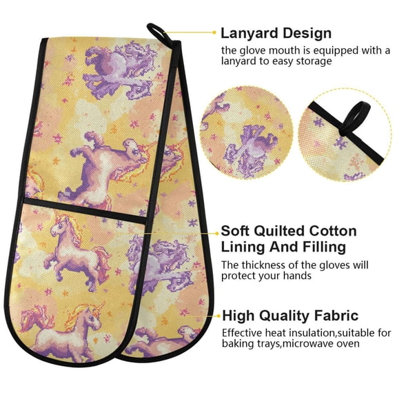 BZSMCE Oven Mitts Design Cut Unicorn Creative Pattern Resistant Kitchen Gloves