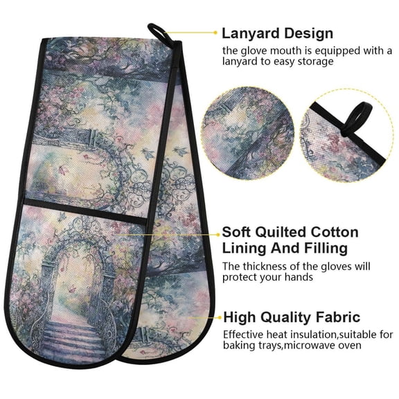 BZSMCE Oven Mitts Enchanted Garden with Butterflies-413f-4164-8d4b-05905283a3e4 Creative Pattern Resistant Kitchen Gloves