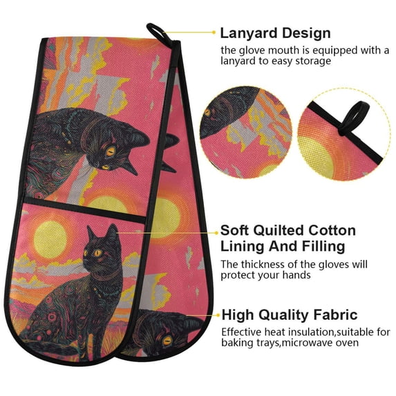 BZSMCE Oven Mitts Enchanted Sunlit Cat Creative Pattern Resistant Kitchen Gloves