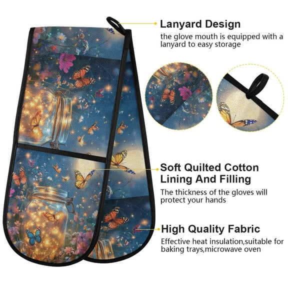 BZSMCE Oven Mitts Fairy Lights Creative Pattern Resistant Kitchen Gloves