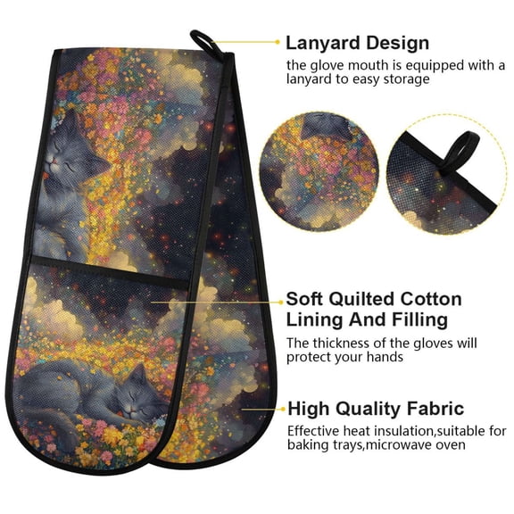 BZSMCE Oven Mitts Flower-filled Dreams Creative Pattern Resistant Kitchen Gloves