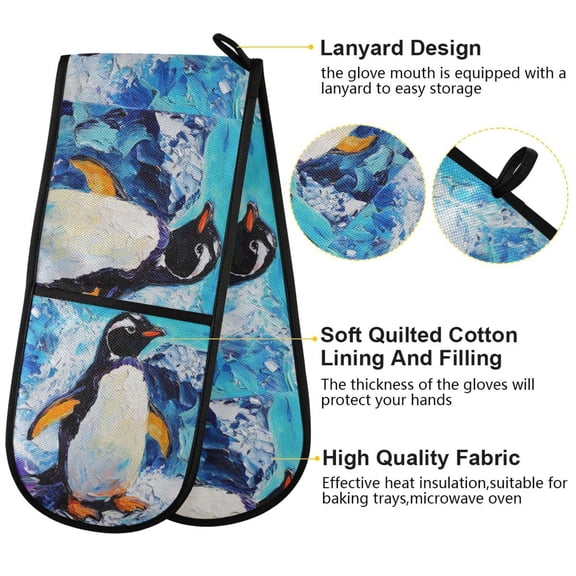 BZSMCE Oven Mitts Frozen Splendor Creative Pattern Resistant Kitchen Gloves