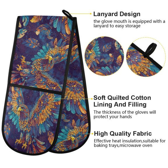 BZSMCE Oven Mitts Green Bird Patren Creative Pattern Resistant Kitchen Gloves