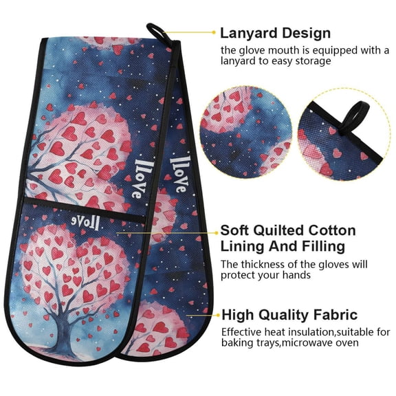 BZSMCE Oven Mitts Heartfelt Love Creative Pattern Resistant Kitchen Gloves