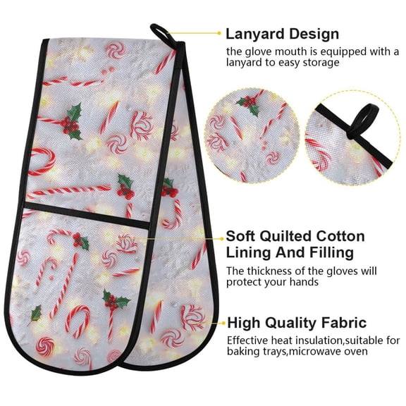 BZSMCE Oven Mitts Holiday Treats Delight Creative Pattern Resistant Kitchen Gloves