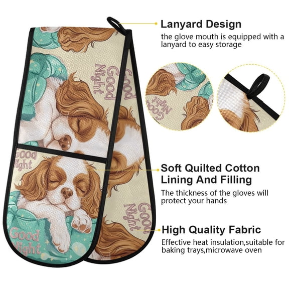 BZSMCE Oven Mitts Hound Sleeping Painting Creative Pattern Resistant Kitchen Gloves