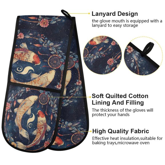 BZSMCE Oven Mitts Koi Dreams Creative Pattern Resistant Kitchen Gloves
