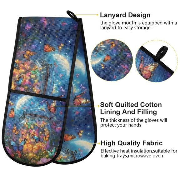 BZSMCE Oven Mitts Lights Of Fairy Creative Pattern Resistant Kitchen Gloves