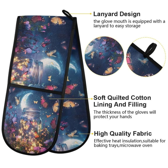 BZSMCE Oven Mitts Lights Of Fairy Painting Creative Pattern Resistant Kitchen Gloves