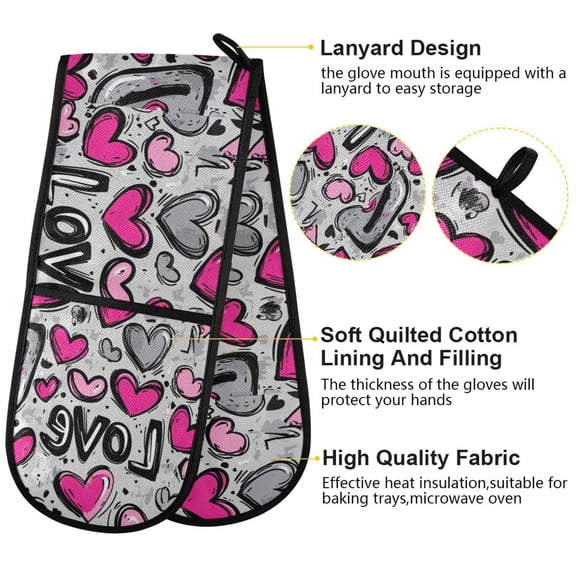 BZSMCE Oven Mitts Love Patterns in Motion Creative Pattern Resistant Kitchen Gloves
