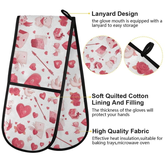 BZSMCE Oven Mitts Love in Bloom Creative Pattern Resistant Kitchen Gloves
