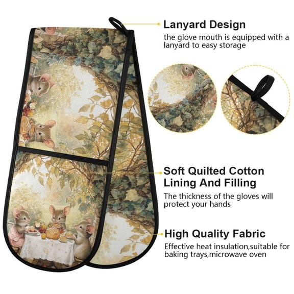 BZSMCE Oven Mitts Mices Take Breads Creative Pattern Resistant Kitchen Gloves