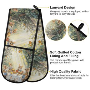 BZSMCE Oven Mitts Mices Take Breads Painting Creative Pattern Resistant Kitchen Gloves