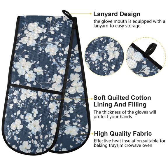 BZSMCE Oven Mitts Midnight Blooms Creative Pattern Resistant Kitchen Gloves