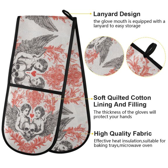 BZSMCE Oven Mitts Oil Pattern Of Angel Creative Pattern Resistant Kitchen Gloves