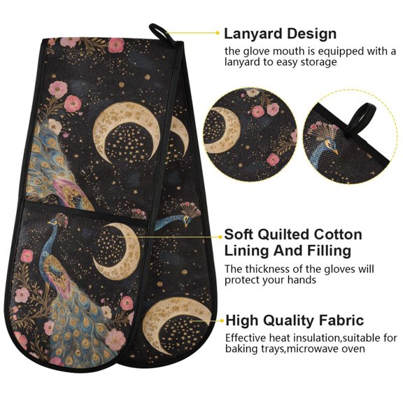 BZSMCE Oven Mitts Peacock Dreams Creative Pattern Resistant Kitchen Gloves
