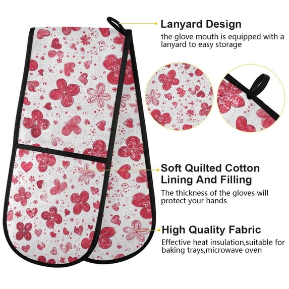 BZSMCE Oven Mitts Poppy Symphony Creative Pattern Resistant Kitchen Gloves