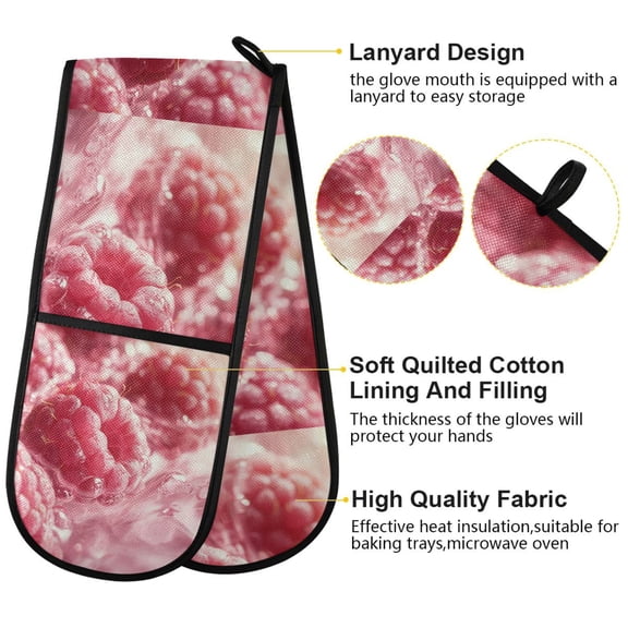 BZSMCE Oven Mitts Raspberry Delight Creative Pattern Resistant Kitchen Gloves