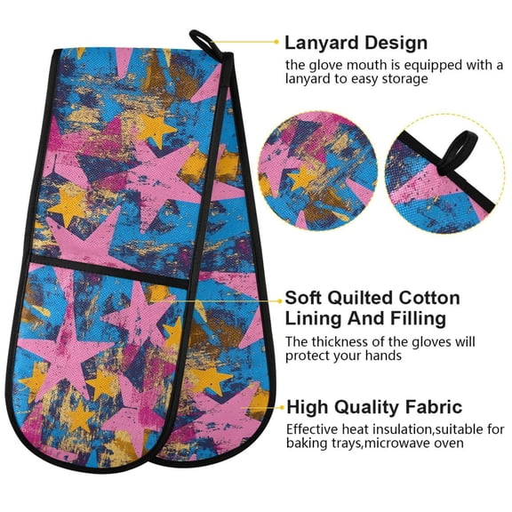 BZSMCE Oven Mitts Retro Star Spectrum Creative Pattern Resistant Kitchen Gloves