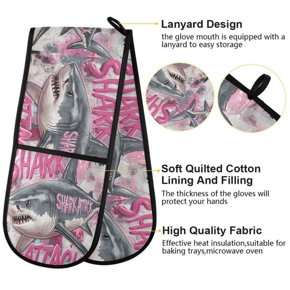 BZSMCE Oven Mitts Sharks Plainting Creative Pattern Resistant Kitchen Gloves
