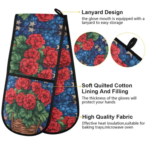 BZSMCE Oven Mitts Star Rose Pattern Creative Pattern Resistant Kitchen Gloves