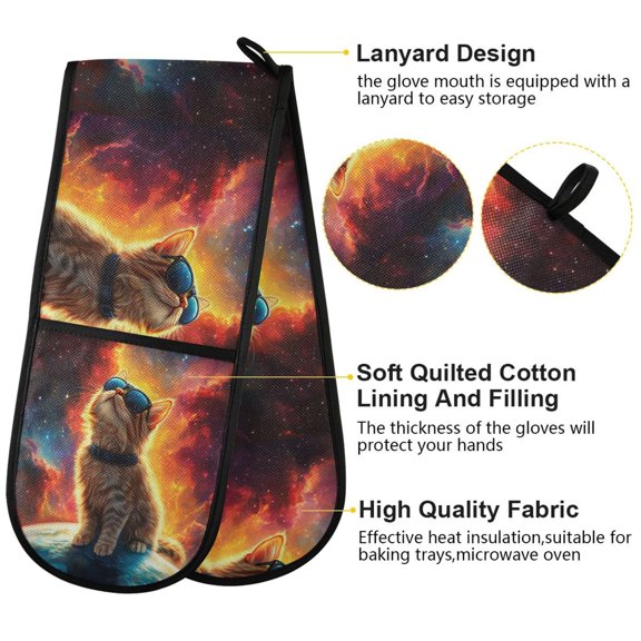 BZSMCE Oven Mitts Starry Dreams Creative Pattern Resistant Kitchen Gloves
