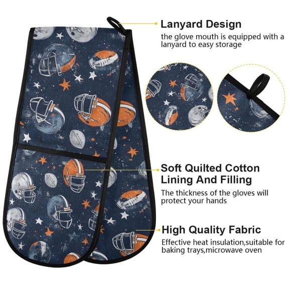 BZSMCE Oven Mitts Starstruck Football Creative Pattern Resistant Kitchen Gloves